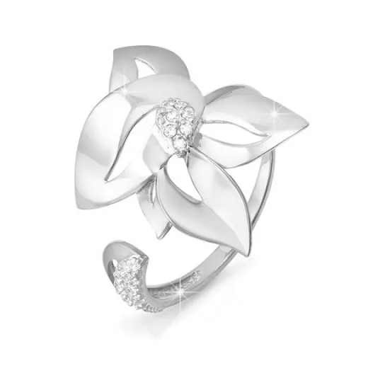 Кольцо с фианитом из серебра