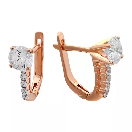 Серьги с фианитом из золота