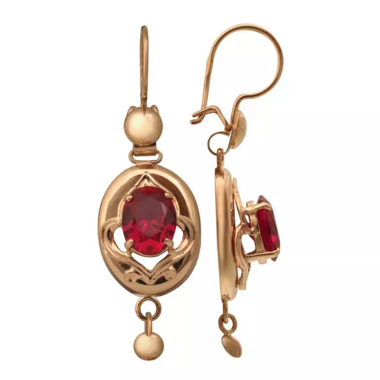 Серьги-самовары с фианитом из золота