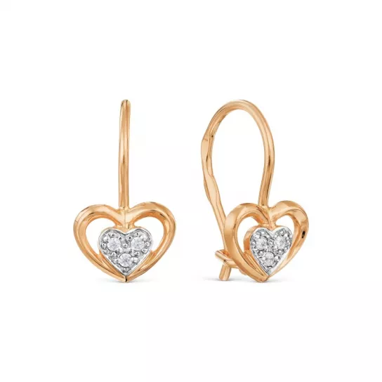 Серьги детские с фианитом из золота