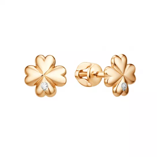 Пусеты с фианитом из золота