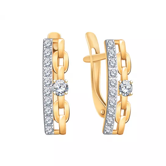 Серьги с фианитом из золота