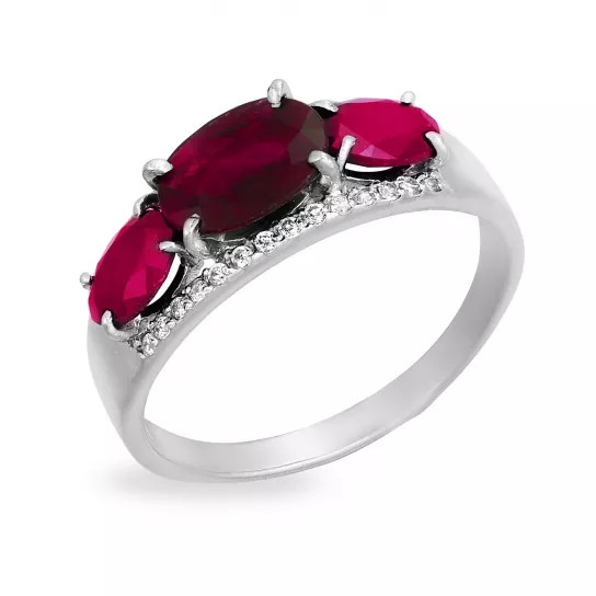 Кольцо с рубином из серебра