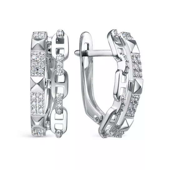Серьги с фианитом из серебра
