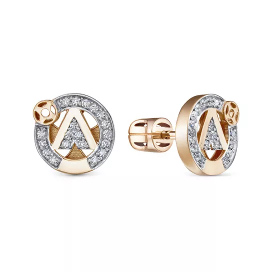 Пусеты с фианитом из золота