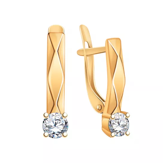 Серьги с фианитом из золота