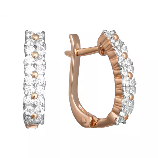 Серьги с фианитом из золота