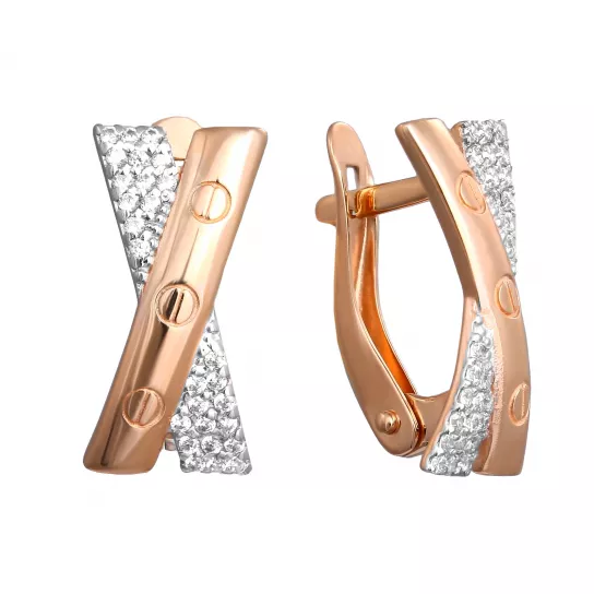 Серьги с фианитом из золота