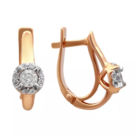 Серьги детские с фианитом из золота