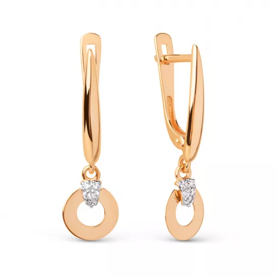 Серьги с фианитом из золота