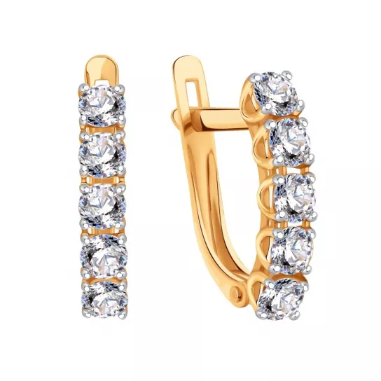 Серьги с фианитом из золота