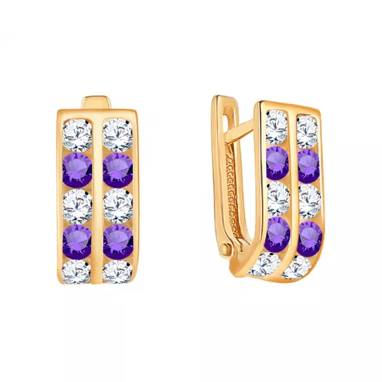 Серьги детские с фианитом из золота