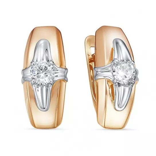 Серьги с фианитом из золота