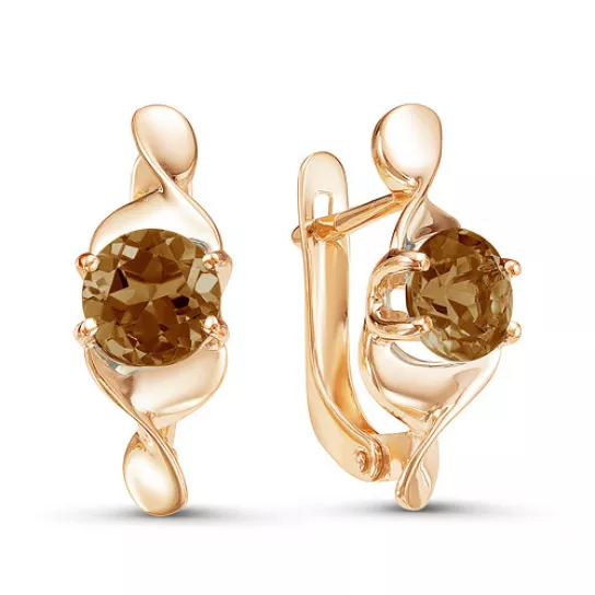 Серьги с раухтопазом из золота