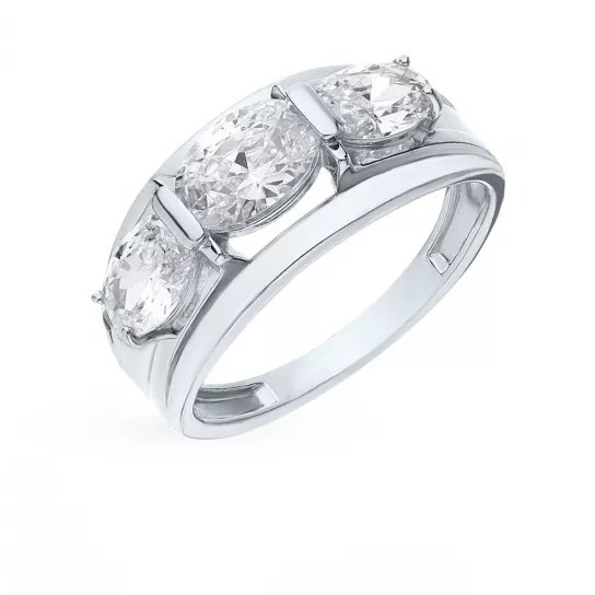 Кольцо с фианитом из серебра