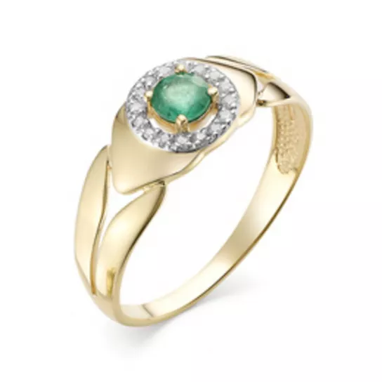 Кольцо с бриллиантами с хризопразом из золота