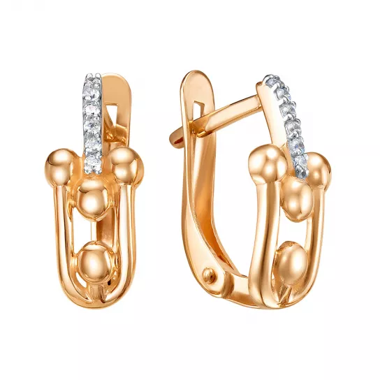 Серьги с фианитом из золота