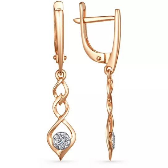 Серьги с фианитом из золота