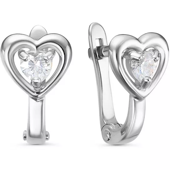 Серьги с фианитом из серебра