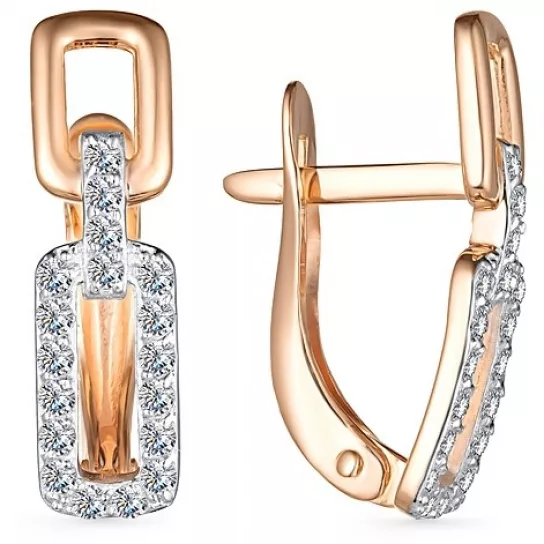 Серьги с фианитом из золота