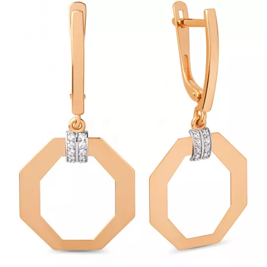 Серьги с фианитом из золота