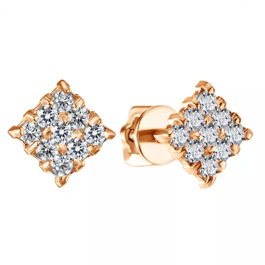 Пусеты с фианитом из золота