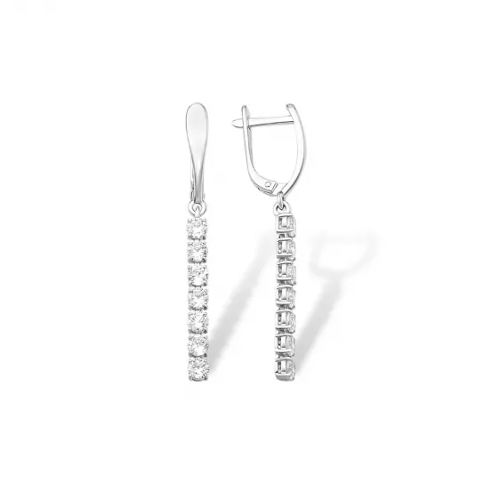 Серьги с фианитом из серебра