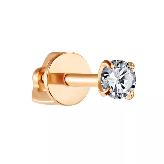 Пусет с фианитом из золота