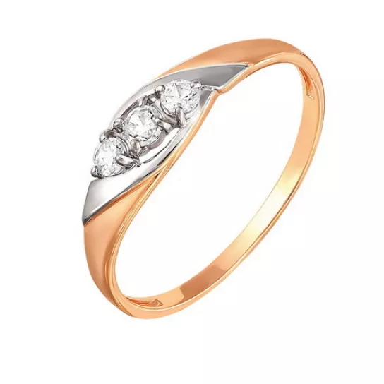 Кольцо с фианитом из золота