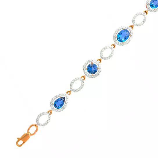 Браслет с топазом и фианитом из золота