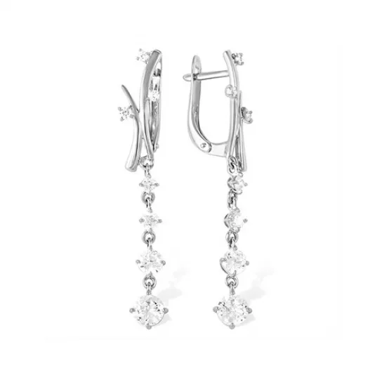 Серьги с фианитом из серебра